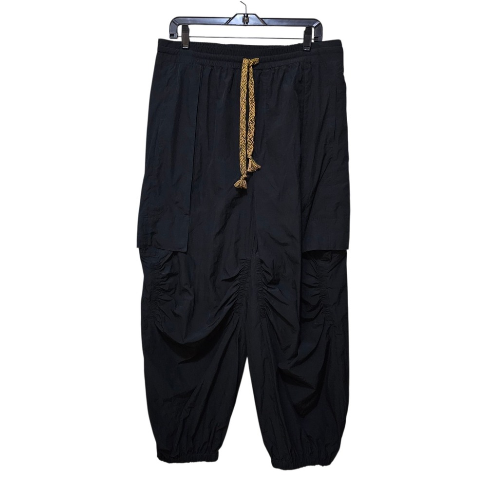 Free People Black Track Joggers with Gold Drawstring